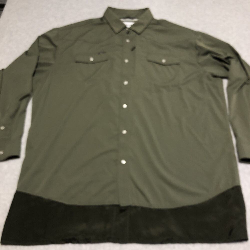 Poncho Shirt Mens XXL Pearl Snap Brown Western Fishing Outdoor Vented